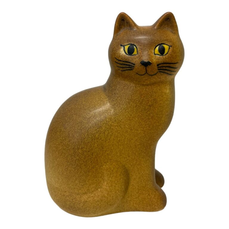 Gustavsberg - Katten Måns Hel brun Katt med gula ögon - Midi design Lisa Larson