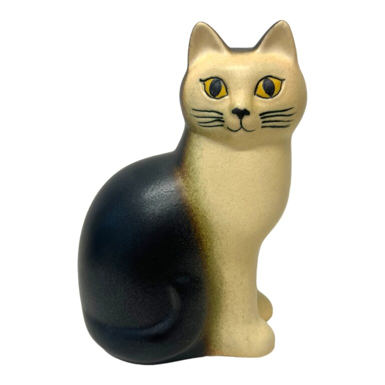 Gustavsberg - Katten Måns Midi Vit katt med svart rygg design Lisa Larson