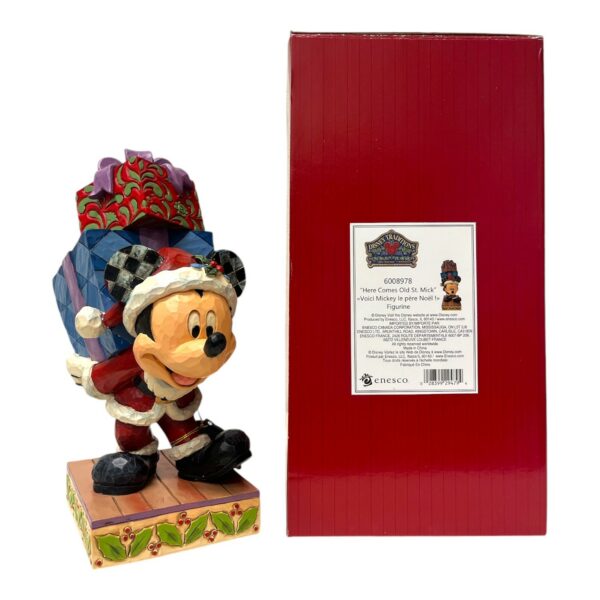 Disney - Figurin - Musse Pigg bär julklappar . H: 22,5 cm. Design Jim Shore