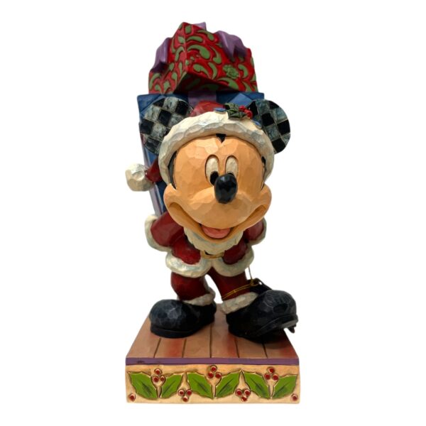 Disney - Figurin - Musse Pigg bär julklappar . H: 22,5 cm. Design Jim Shore