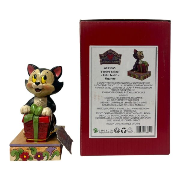 Disney - Figurin - Pinocchio - Katten Figaro med Julklapp Design Jim Shore