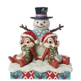 Disneys Jul - Tomte Piff & Puff med snögubben H 13,5 cm Design Jim Shore