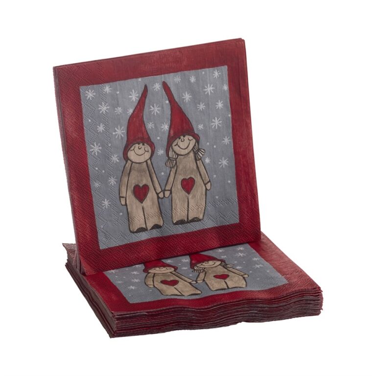 Lunchservett Tittut Tomte, röd 33x33cm Design Ruth Vetter