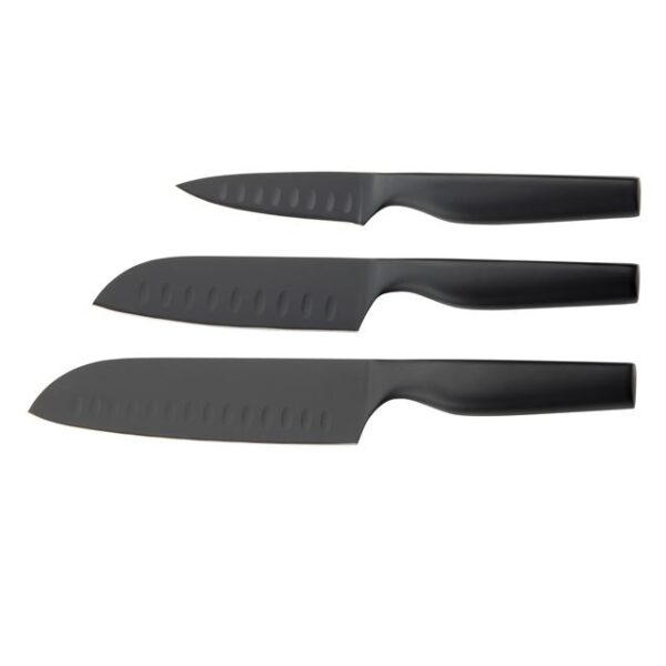 Sukai Knivset 3 delar svart kockkniv 31cm grönsakskniv 25cm skalkniv21